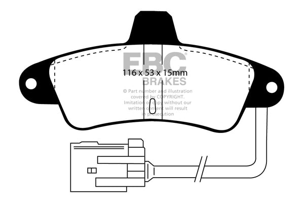 Pastiglie Freni EBC Ultimax Posteriore FORD Cougar 2.5 Cv  dal 1998 al 2002 Pinza Bendix Diametro disco 253mm