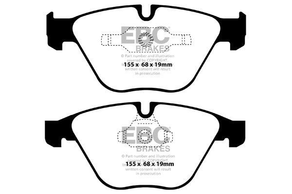 Pastiglie Freni EBC Ultimax Anteriore BMW Serie 3 (E90) 325 3.0 TD Cv  dal 2007 al 2010 Pinza ATE Diametro disco 348mm