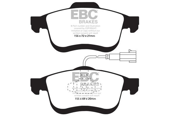 Pastiglie Freni EBC Ultimax Anteriore LANCIA Delta 1.9 Twin TD Cv  dal 2010 al 2014 Pinza ATE Diametro disco 305mm