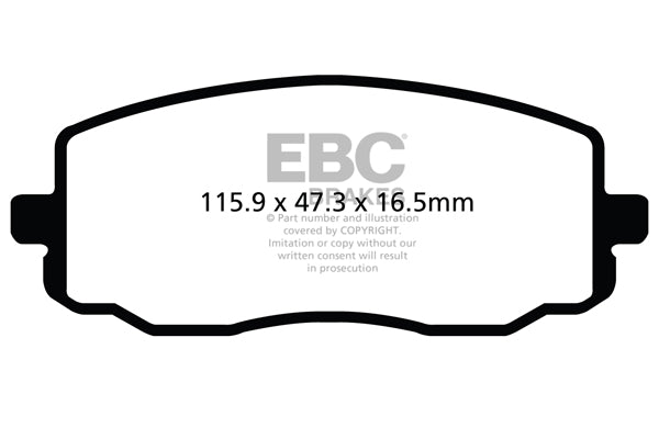 Pastiglie Freni EBC Ultimax Anteriore KIA Picanto 1.0 Cv  dal 2004 al 2011 Pinza  Diametro disco 241mm