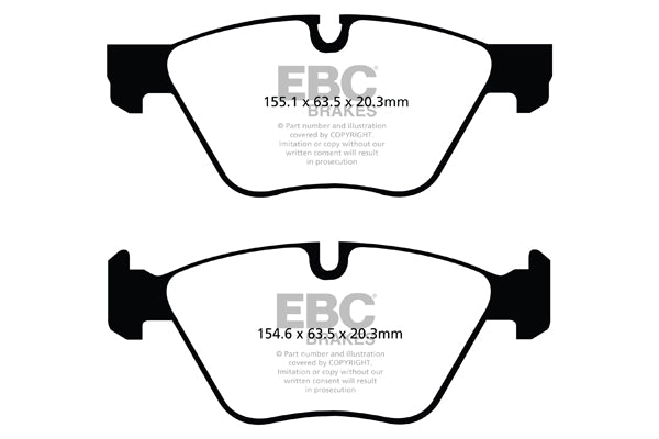 Pastiglie Freni EBC Ultimax Anteriore BMW Serie 3 (E90) 316 1.6 Cv  dal 2007 al 2012 Pinza ATE Diametro disco 300mm