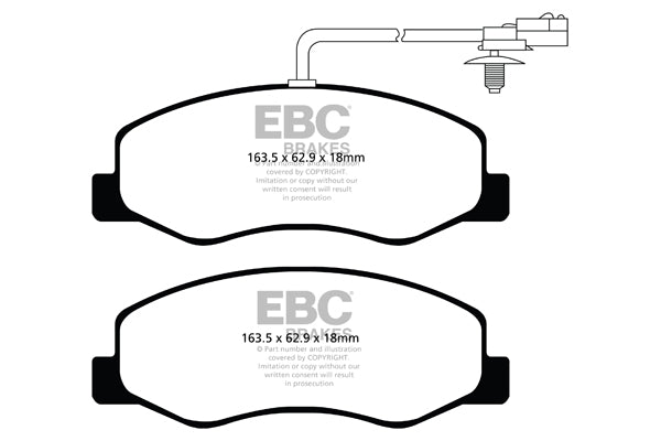 Pastiglie Freni EBC Ultimax Posteriore OPEL Movano 2.3 TD Cv  dal 2010 al 2021 Pinza  Diametro disco 302mm