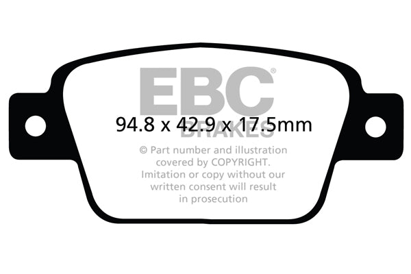 Pastiglie Freni EBC Ultimax Posteriore FIAT Bravo 1.4 Cv  dal 2010 al 2014 Pinza Bosch Diametro disco 251mm