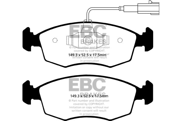 Pastiglie Freni EBC Ultimax Anteriore FIAT 500 0.9 Turbo Cv 80 dal 2014 al 2021 Pinza ATE Diametro disco 257mm