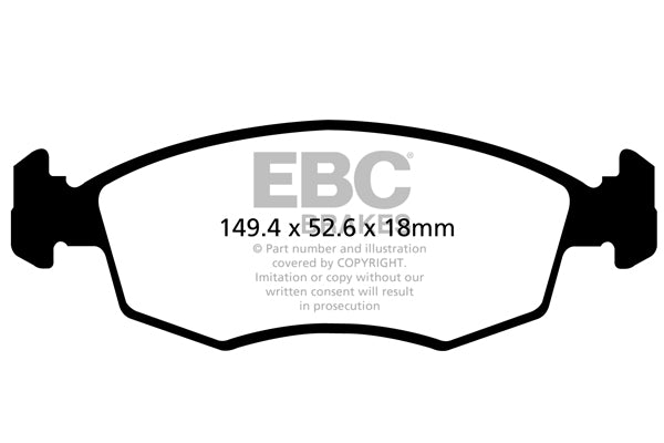 Pastiglie Freni EBC Ultimax Anteriore LANCIA Ypsilon 0.9 Turbo Cv  dal 2011 al 2021 Pinza ATE Diametro disco 257mm