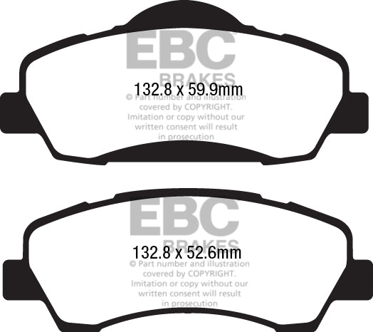 Pastiglie Freni EBC Ultimax Anteriore CITROEN C-Elysee 1.2 Cv 72 dal 2012 al 2022 Pinza Mando Diametro disco 266mm