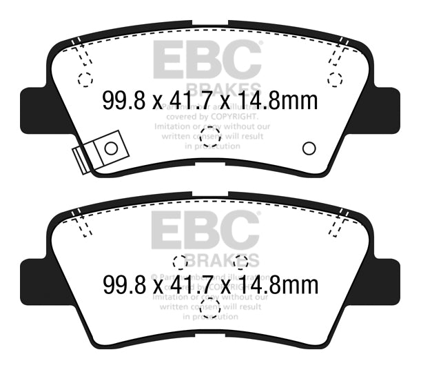 Pastiglie Freni EBC Ultimax Posteriore HYUNDAI i-30 GD 1.4 Cv  dal 2012 al 2017 Pinza  Diametro disco 284mm