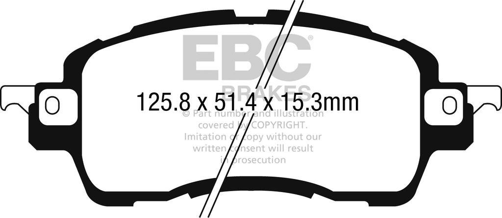 Pastiglie Freni EBC Ultimax Anteriore MAZDA 2 1.5 Cv  dal 2015 al 2022 Pinza  Diametro disco 258mm