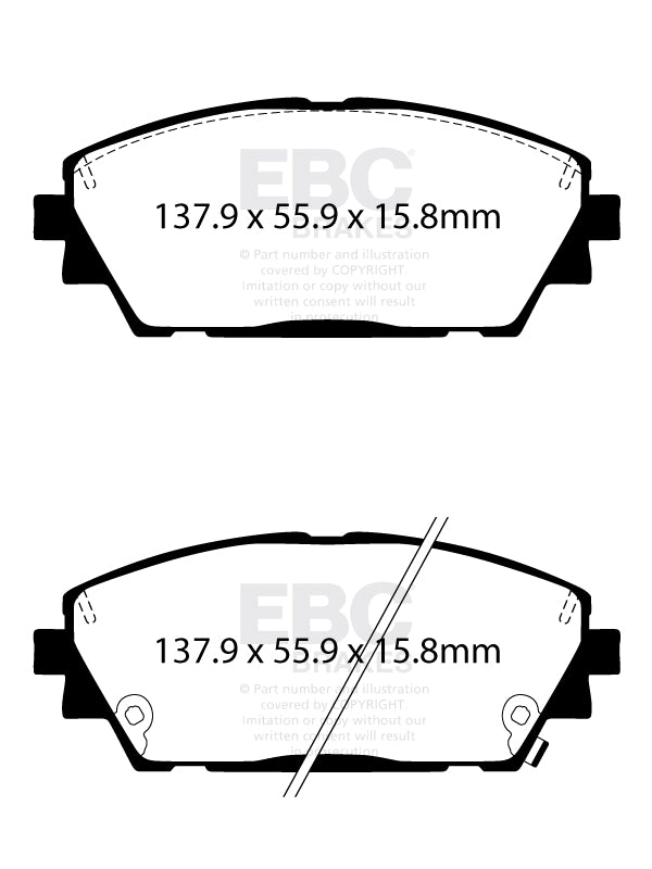 EBC Pastiglie Freni Ultimax come ricambio originale Anteriore MAZDA 3 BP 1.5 Cv 120 dal 2019 al 2022 Pinza  Diametro disco 295mm