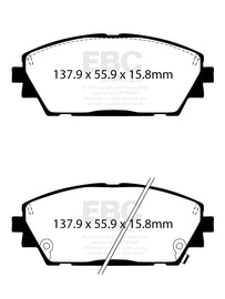 EBC Pastiglie Freni Ultimax come ricambio originale Anteriore MAZDA 3 BP 1.5 Cv 120 dal 2019 al 2022 Pinza  Diametro disco 295mm