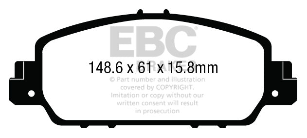 Pastiglie Freni EBC Ultimax Anteriore HONDA HR-V RU 1.5 Cv  dal 2015 al 2021 Pinza  Diametro disco 293mm