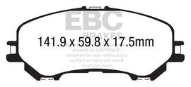 Pastiglie Freni EBC Ultimax Anteriore NISSAN Qashqai (J11) 1.2 Turbo Cv 115 dal 2014 al 2021 Pinza  Diametro disco 295mm