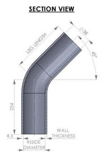 Load image into Gallery viewer, Tubo di rifornimento carburante Gomito a 45° da 38 mm