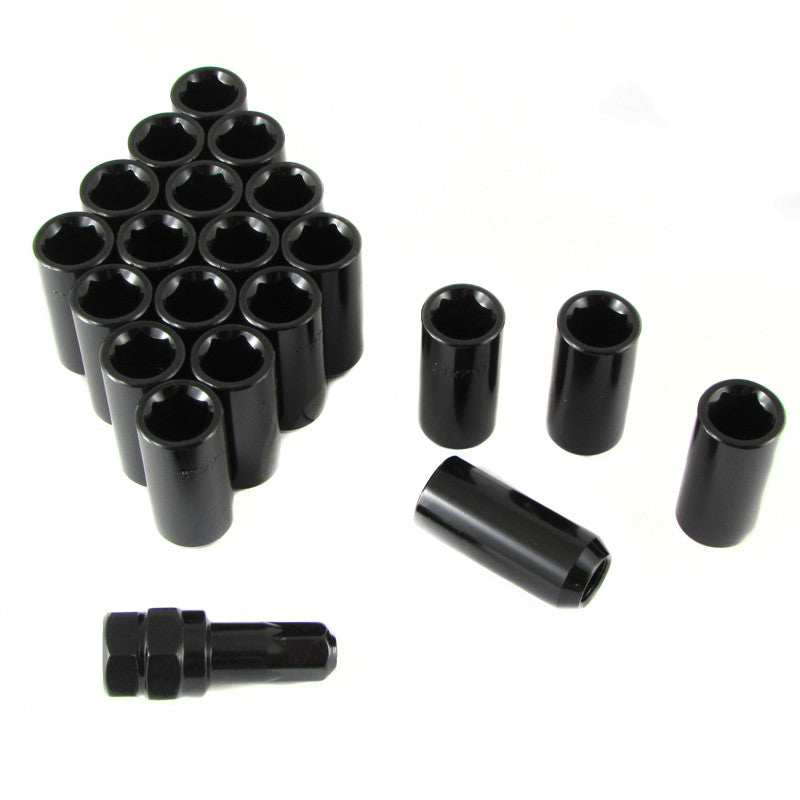 Set of BLACK LONG imbus lug nuts 12x1,5 + Key - em-power.it
