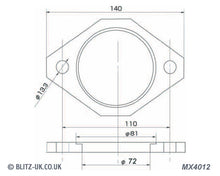 Load image into Gallery viewer, Blitz Exhaust Gasket 72mm Bore 2 bolt tight on 13.3mm x 110mm centers