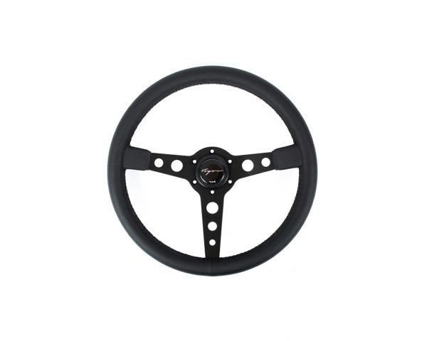Volante Sportivo Vigor Monte Carlo Razze Nere Pelle Nera BK Stitch Profondo 20mm Diametro 350mm - em-power.it