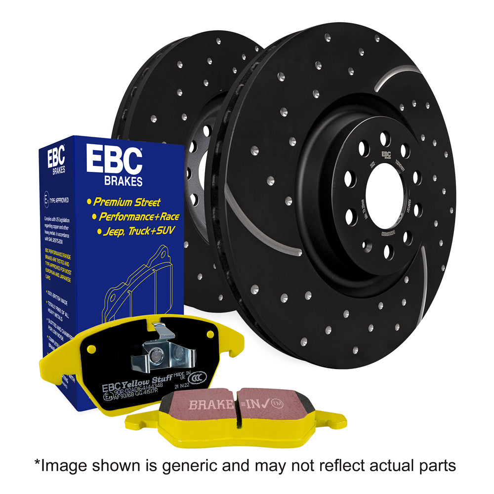 Kit EBC Pastiglie Freni Gialle e Dischi Sportivi Turbo Groove Posteriore CITROEN Xsara Picasso 1.6 Cv  dal 2000 al 2010 Pinza Bendix Diametro disco 247mm