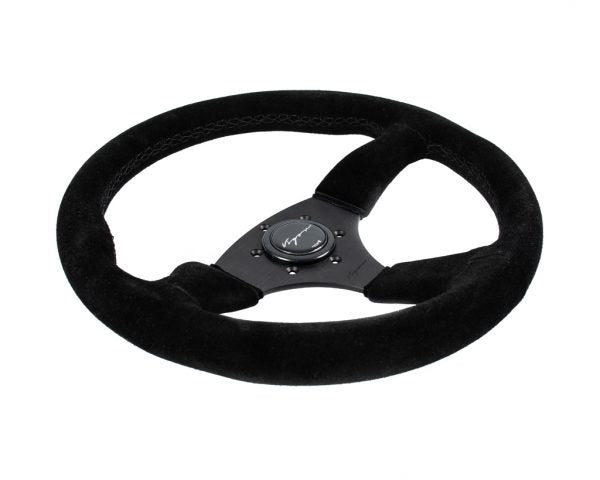 Volante Sportivo Vigor Spa Series Razze Nere Alcantara Nera BK Stitch Profondo 50mm Diametro 350mm - em-power.it
