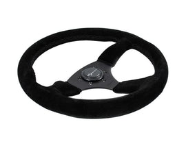 Volante Sportivo Vigor Spa Series Razze Nere Alcantara Nera BK Stitch Profondo 50mm Diametro 350mm - em-power.it