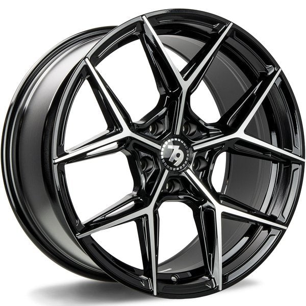 Cerchio in Lega 79WHEELS SCF-B 18x9 ET35 5x120 BLACK POLISHED FACE