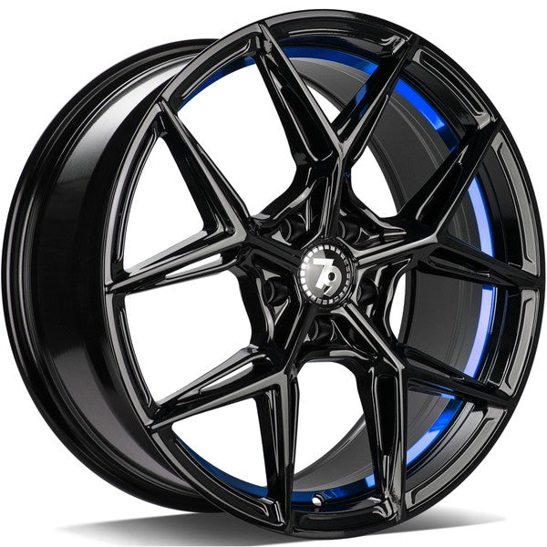 Cerchio in Lega 79WHEELS SCF-B 18x8 ET35 5x112 GLOSS BLACK BLUE BARREL