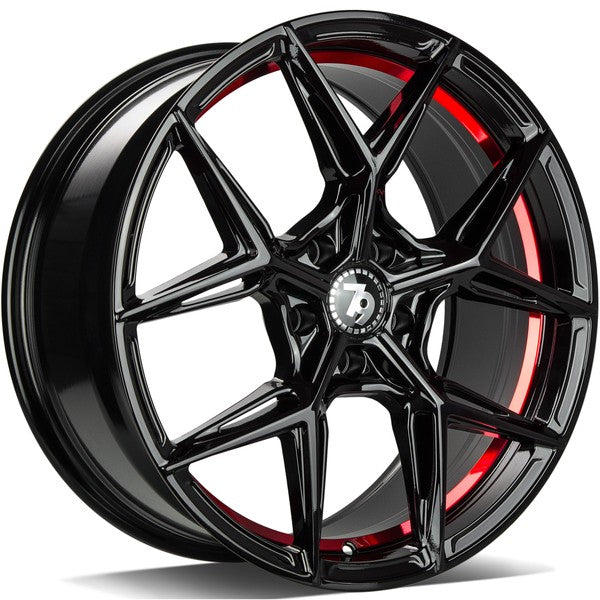 Cerchio in Lega 79WHEELS SCF-B 19x8.5 ET30 5x120 GLOSS BLACK RED BARREL