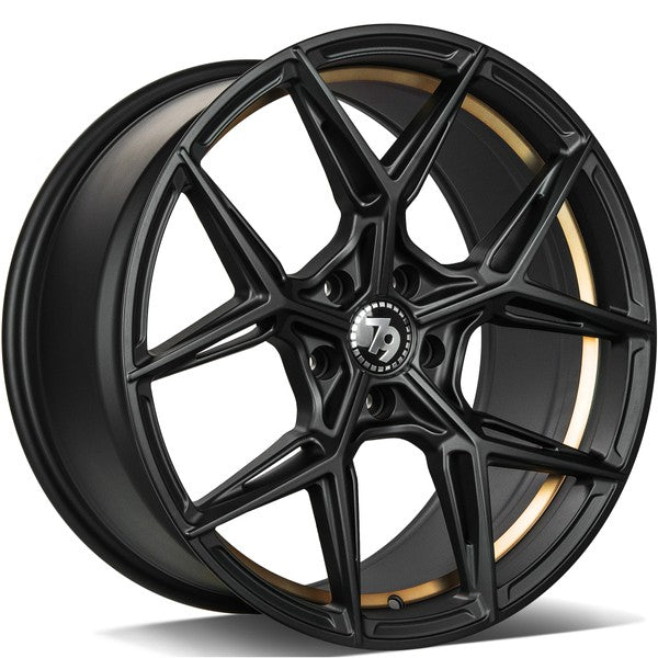 Cerchio in Lega 79WHEELS SCF-B 18x9 ET35 5x120 MATT BLACK GOLD BARREL