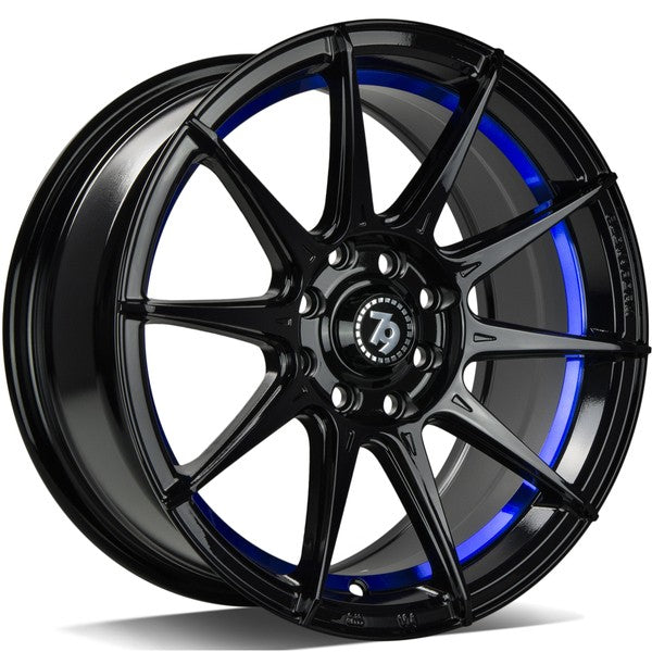 Cerchio in Lega 79WHEELS SCF-F 15x7 ET35 4x100/4x114.3 GLOSS BLACK BLUE BARREL