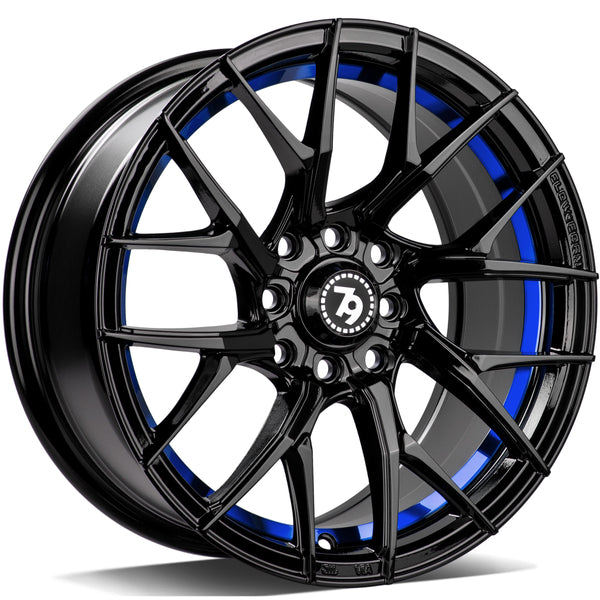 Cerchio in Lega 79WHEELS SCF-G 15x7 ET35 4x100/4x114.3 GLOSS BLACK BLUE BARREL