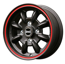 Load image into Gallery viewer, Cerchio in Lega ULTRALITE MINI WHEELS 12x5 ET30 4x101.6 BLACK WITH RED PINLINE
