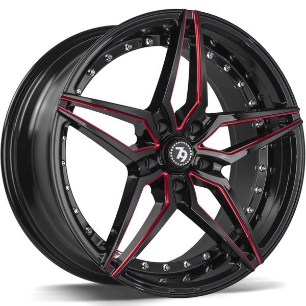 Cerchio in Lega 79WHEELS SV-AR 19x9.5 ET35 5x120 GLOSS BLACK RED MILL