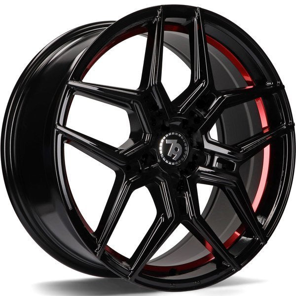 Cerchio in Lega 79WHEELS SV-B 19x8.5 ET40 5x114.3 GLOSS BLACK RED BARREL