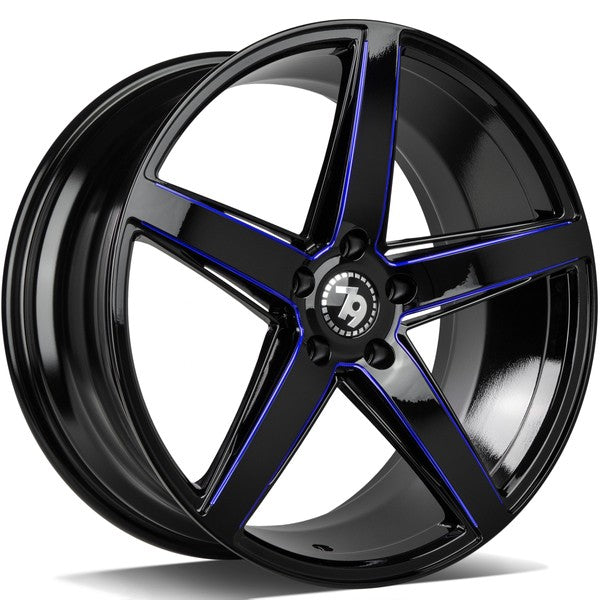 Cerchio in Lega 79WHEELS SV-N 18x8 ET35 5x112 GLOSS BLACK BLUE MILL