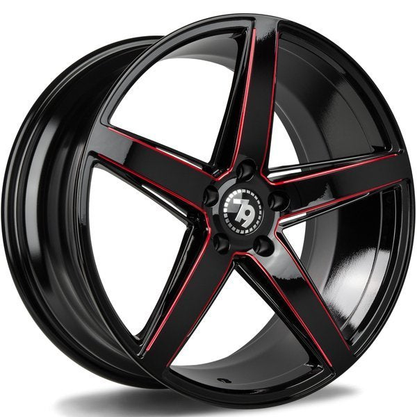 Cerchio in Lega 79WHEELS SV-N 18x9 ET40 5x112 GLOSS BLACK RED MILL