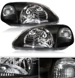 Honda Civic EK EJ 96-98 Fari Anteriori Neri Regolazione Elettrica +E-mark