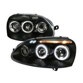 Fari Anteriori Doppio Anello Flat Interno Nero Lente Smoke Volkswagen Golf MK5