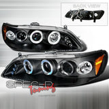 Honda Accord 98-02 2 Porte Fari Anteriori Unico blocco Neri V2 +LED