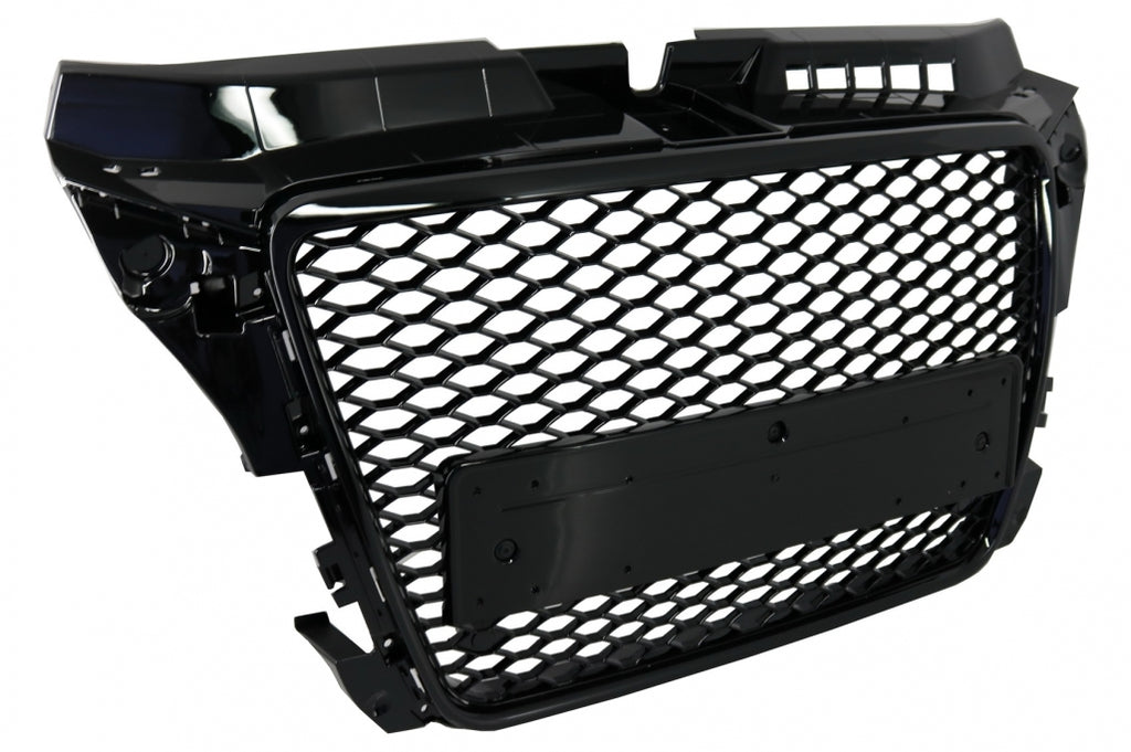 Griglia Anteriore Audi A3 8P Facelift (2007-2012) RS Design Honeycomb Nero Lucido Grille con PDC Fori sensori di parcheggio Covers