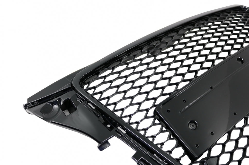 Griglia Anteriore Audi A3 8P Facelift (2007-2012) RS Design Honeycomb Nero Lucido Grille con PDC Fori sensori di parcheggio Covers