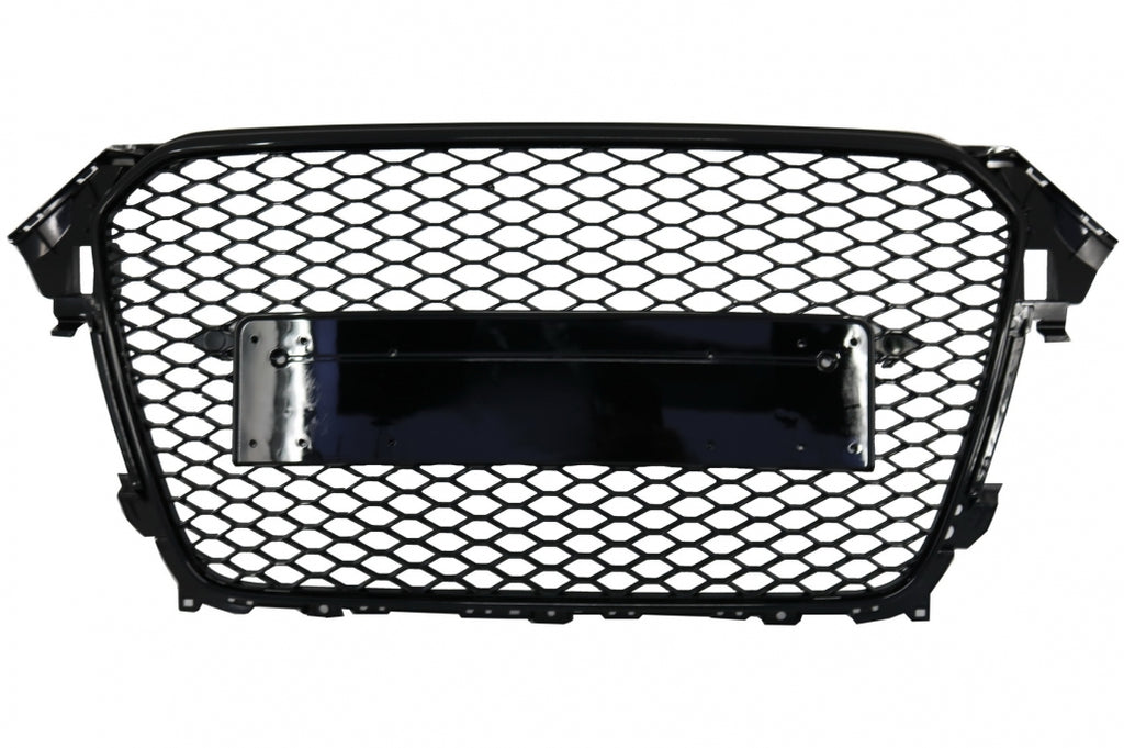Griglia Anteriore senza logo Audi A4 B8 Facelift (2012-2015) RS Design Honeycomb Nero con fori sensori di parcheggio