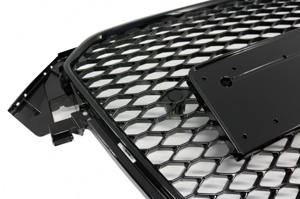 Griglia Anteriore senza logo Audi A4 B8 Facelift (2012-2015) RS Design Honeycomb Nero con fori sensori di parcheggio