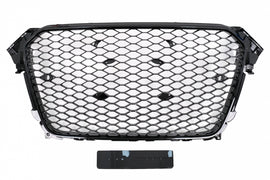 Griglia Anteriore Audi A4 B8 Facelift (2012-2015) RS Design Honeycomb Nero Lucido con PDC Fori sensori di parcheggio