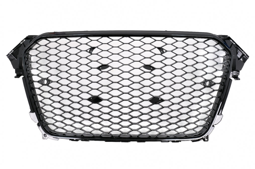 Griglia Anteriore Audi A4 B8 Facelift (2012-2015) RS Design Honeycomb Nero Lucido con PDC Fori sensori di parcheggio