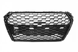 Griglia Anteriore senza logo Audi A4 B9 8W (2016-2018) Sedan Avant RS Design Nero senza fori sensori di parcheggio