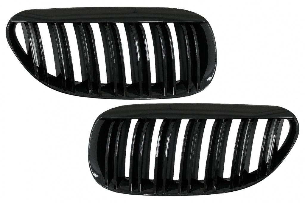 Griglie Reni Anteriori Centrali BMW 6 Series E63 E64 LCI Pre-LCI (2004-2010) M Design Double Stripe Nero Lucido