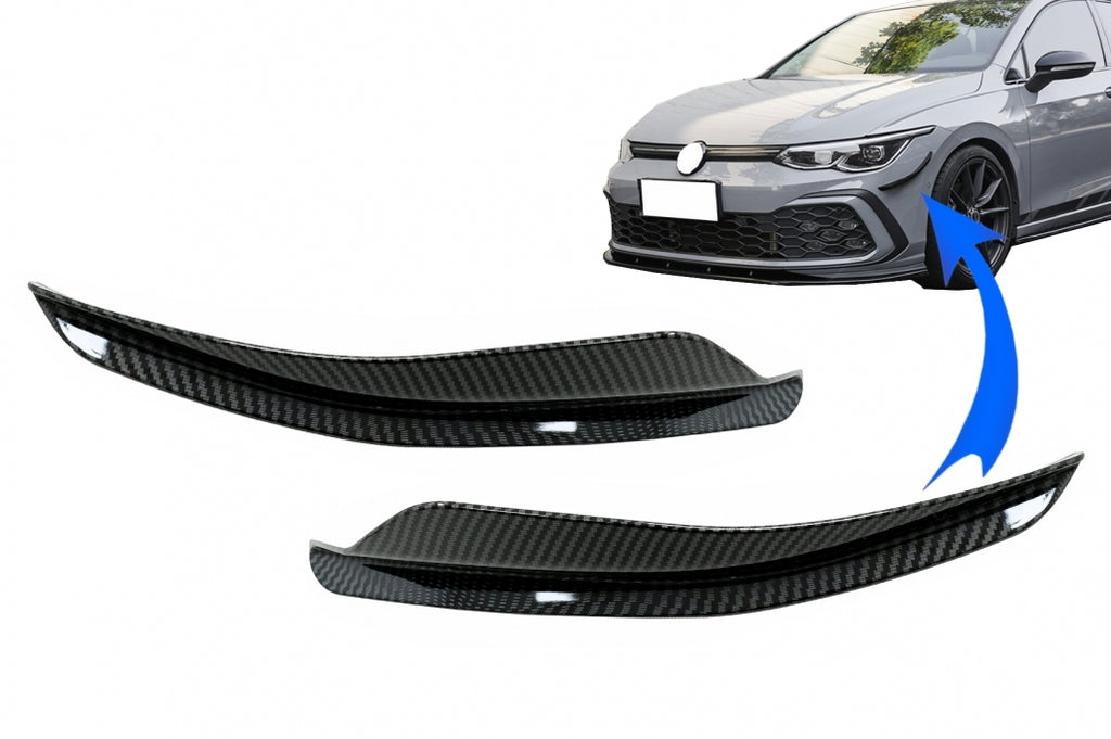 Paraurti Anteriore Side Fins Flaps VW Golf 8 Mk8 MQB GTI R-Line (2020 +) Carbon Look