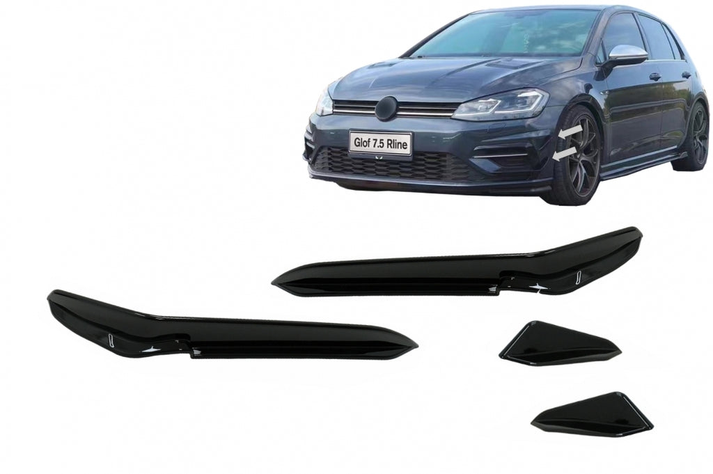 Paraurti Anteriore Side Fins Flaps VW Golf 7.5 5G R Hatchback (2017-2020) Nero