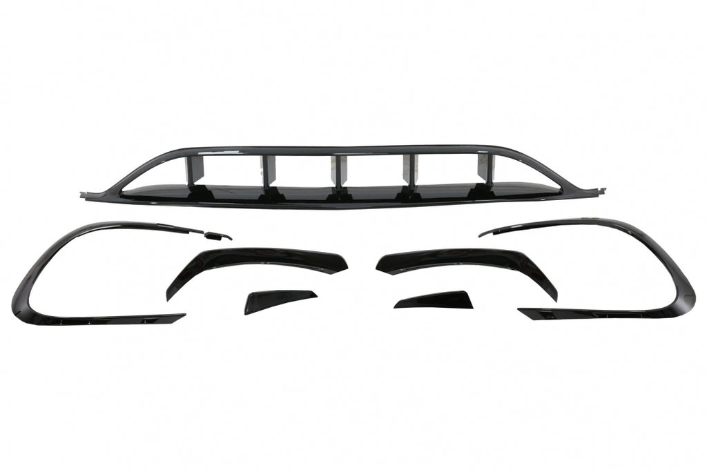 Kit di conversione aerodinamica per lip ed alette paraurti anteriore Mercedes CLA W117 Facelift (2016-2018) CLA45 Design Canards Nero Lucido