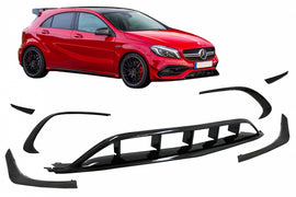 Lip e flap Paraurti Anteriore Mercedes Classe A W176 Facelift Sport Line (2015-2018) Nero Lucido
