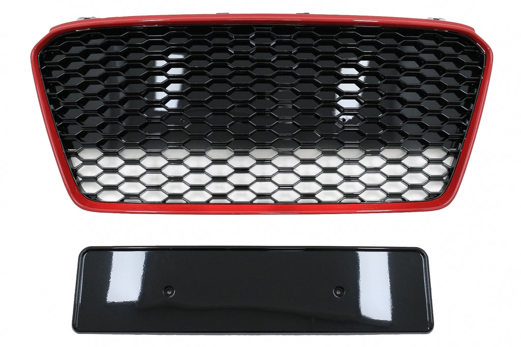Griglia Anteriore Audi R8 42 Prima Generazione Facelift (2013-2015) RS Design Nero Lucido Red